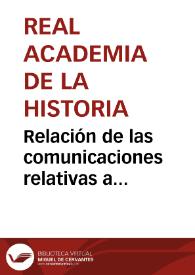 Portada:Relación de las comunicaciones relativas a inscripciones y antigüedades relacionadas con la convocatoria de premios por el descubrimiento de antigüedades