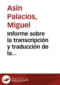 Portada:Informe sobre la transcripción y traducción de la inscripción hebrea hallada en Gerona.