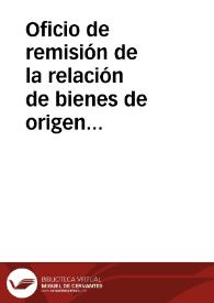 Portada:Oficio de remisión de la relación de bienes de origen islámico que radican en el interior de la Alhambra y plano de situación de los mismos, con la finalidad de que la Real Academia de la Historia emita informe para evitar su venta en subasta pública.