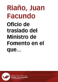 Portada:Oficio de traslado del Ministro de Fomento en el que se comunica Real Orden por la que se declara Monumento Nacional el arco de Bib-Rambla y que quedará bajo custodia de la Comisión de Monumentos de Granada.