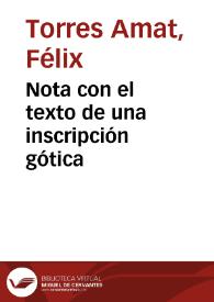 Portada:Nota con el texto de una inscripción gótica