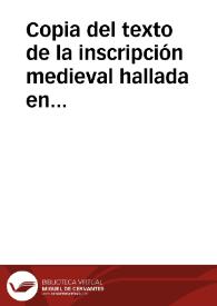 Copia del texto de la inscripción medieval hallada en Villafranca de Córdoba.