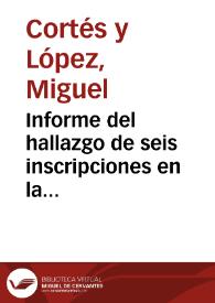 Portada:Informe del hallazgo de seis inscripciones en la ciudad de Valencia.