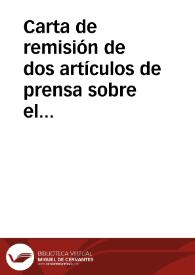 Carta de remisión de dos artículos de prensa sobre el derribo de unos arcos en Alcalá la Real.
