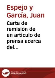 Carta de remisión de un artículo de prensa acerca del Arco de San Lorenzo en la que se informa de la construcción de un transformador eléctrico adosado al monumento.