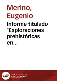 Portada:Informe titulado "Exploraciones prehistóricas en Tierra de Campos"