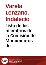 Portada:Lista de los miembros de la Comisión de Monumentos de Lugo