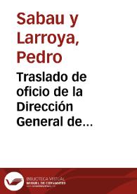Portada:Traslado de oficio de la Dirección General de Instrucción Pública relativo al expediente sobre la conservación de la Torre de los Lujanes en el que, además, se comunica la composición de la Comisión de la Academia encargada del asunto