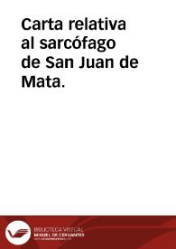 Portada:Carta relativa al sarcófago de San Juan de Mata.