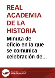 Portada:Minuta de oficio en la que se comunica celebración de Junta Ordinaria.