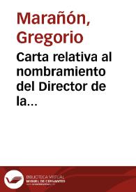 Portada:Carta relativa al nombramiento del Director de la Academia como Vicepresidente del Patronato del Museo del Pueblo Español.