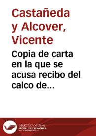 Portada:Copia de carta en la que se acusa recibo del calco de la planimetría del tramo de la muralla y torre árabe aparecido en la calle de la Escalinata. Se sugiere que sea publicado en el Boletín.