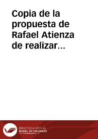 Portada:Copia de la propuesta de Rafael Atienza de realizar excavaciones en Acinipo en la que solicita el permiso de la Real Academia de la Historia, a la que se entregarán los objetos que se descubran.