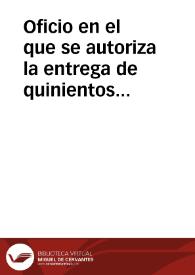 Portada:Oficio en el que se autoriza la entrega de quinientos escudos al Presidente de la Comisión para que se puedan atender los gastos de conservación del yacimiento de Los Cantos de Bullas.