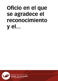 Oficio en el que se agradece el reconocimiento y el interés de la Real Academia de la Historia.