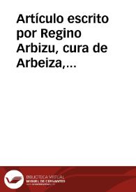 Portada:Artículo escrito por Regino Arbizu, cura de Arbeiza, sobre San Luis Gonzaga.
