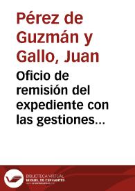 Portada:Oficio de remisión del expediente con las gestiones realizadas por la Comisión de Monumentos de Oviedo contra el derribo del acueducto de Los Pilares de Oviedo, para que se sirva informar lo que corresponda.