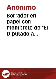Borrador en papel con membrete de "El Diputado a Cortes por Villaviciosa" de una inscripción en latín.