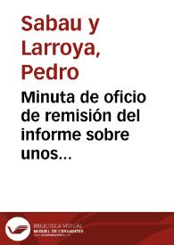 Portada:Minuta de oficio de remisión del informe sobre unos presuntos ortostatos decorados encontrados en un dolmen de Melón.