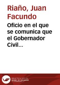 Portada:Oficio en el que se comunica que el Gobernador Civil de Orense ha informado sobre las dificultades que atraviesa la Comisión de Monumentos de dicha provincia debido a la falta de individuos.