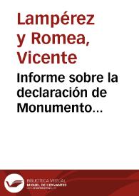 Portada:Informe sobre la declaración de Monumento Arquitectónico-Artístico a favor del castillo de las Aguzaderas en el término el El Coronil.