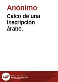 Portada:Calco de una inscripción árabe.