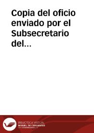 Portada:Copia del oficio enviado por el Subsecretario del Ministerio de Gracia y Justicia en el que transmite el interés de la Reina en sus excavaciones y la posibilidad de que sus trabajos le sean algún día recompensados.