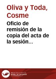 Portada:Oficio de remisión de la copia del acta de la sesión de 9-1-1933 de la Comisión de Monumentos de Tarragona.