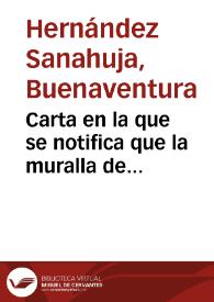 Portada:Carta en la que se notifica que la muralla de Tarragona va a ser destruida. Pretende que las Reales Academias de la Historia y Bellas Artes de San Fernando le ayuden en su intento de comprar el castillo de Pilatos, también en peligro de ser demolido. Anuncia que envía, a través de Eduardo Saavedra, un informe sobre las murallas de Tarragona con el fin de poder influir en su conservación. Añade que tanto la Comisión de Monumentos como la Sociedad Arqueológica de Tarragona no dan señales de vida.