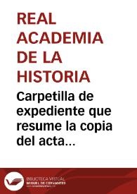 Portada:Carpetilla de expediente que resume la copia del acta de la sesión de 10-09-1931 de la Comisión de Monumentos de Tarragona.