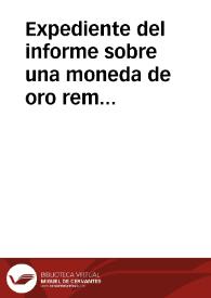 Portada:Expediente del informe sobre una moneda de oro remitida a la Real Academia de la Historia por Real Orden.