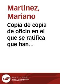 Copia de copia de oficio en el que se ratifica que han sido hallados varios objetos romanos en la finca de Juan Manuel Martínez.