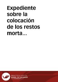 Portada:Expediente sobre la colocación de los restos mortales de Alonso Pérez de Guzmán y María Alonso Coronel en el monsterio de San Isidoro del Campo.