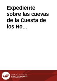 Portada:Expediente sobre las cuevas de la Cuesta de los Hoyos.