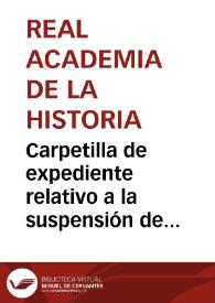 Portada:Carpetilla de expediente relativo a la suspensión de las obras de la plaza de Zocodover.