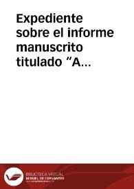 Portada:Expediente sobre el informe manuscrito titulado “Arco de Cabanes. Observaciones críticas”