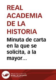 Portada:Minuta de carta en la que se solicita, a la mayor brevedad posible, el envío del informe que en reiteradas ocasiones se ha pedido a Antonio Delgado y Hernández sobre la conservación de los monumentos de Sagunto.