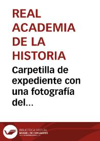 Portada:Carpetilla de expediente con una fotografía del tríptico del monasterio de Piedra que posee la Corporación, regalo de  Manuel Urech.