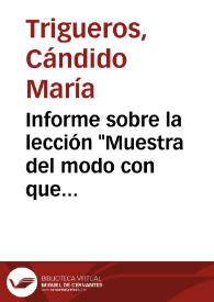 Portada:Informe sobre la lección \"Muestra del modo con que puede ser leyda e interpretada una Inscripción de Torrellas de Aragón\" de   Luis Carlos y Zúñiga.