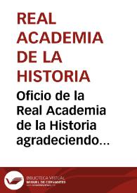 Portada:Oficio de la Real Academia de la Historia agradeciendo a Don Manuel Galadíes las copias enviadas de las tres inscripciones latinas del Museo Provincial de Sante Fe de Zaragoza.