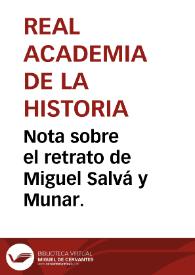 Portada:Nota sobre el retrato de  Miguel Salvá y Munar.