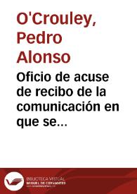 Portada:Oficio de acuse de recibo de la comunicación en que se le notifica que la Academia no está interesada en la compra de su colección de numismática y antigüedades.