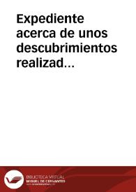 Portada:Expediente acerca de unos descubrimientos realizados en el Faro de Torrox por Tomás García Ruiz.