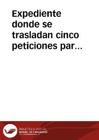 Portada:Expediente donde se trasladan cinco peticiones para hacer calcos en papel o yeso de inscripciones romanas situadas en las poblaciones de Valdecaballeros y Ciudad Rodrigo