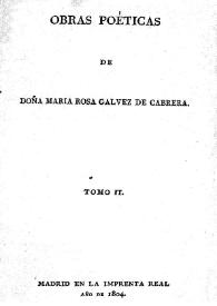 Portada:Obras poéticas de María Rosa Gálvez de Cabrera. Tomo II