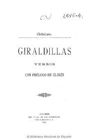 Portada:Giraldillas : poesías / Catarineu ; con prólogo de Clarín