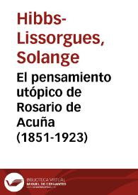 Portada:El pensamiento utópico de Rosario de Acuña  (1851-1923) / Solange Hibbs