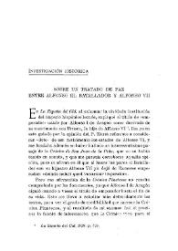 Portada:Sobre un tratado de paz entre Alfonso el Batallador y Alfonso VII / Ramón Menéndez Pidal