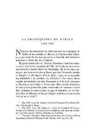 Portada:La reconquista de Murcia, 1243-1943 / Antonio Ballesteros Beretta