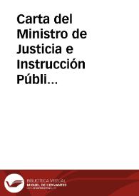 Portada:Carta del Ministro de Justicia e Instrucción Pública a Rafael Altamira. [1909]